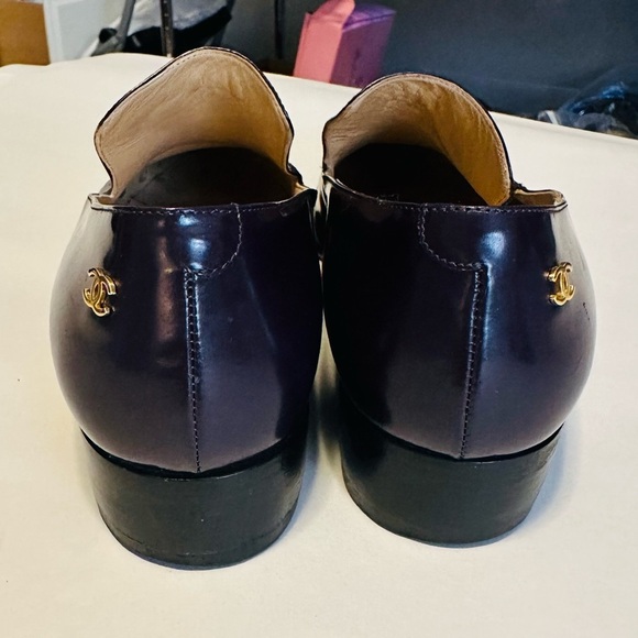 Chanel Mocassins Glazed Calf Skin Loafers /Dark Purple Size 37.5 - Picture 9 of 9